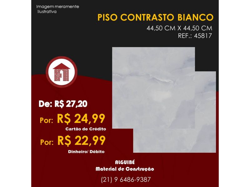 Piso Contrasto Bianco - 44,5cm X 44,5cm