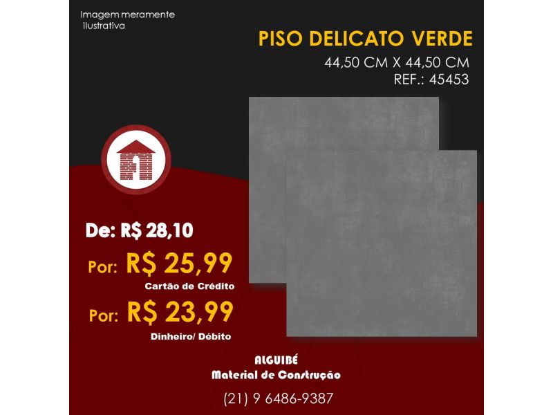 Piso Delicato Verde - 44,5cm X 44,5cm