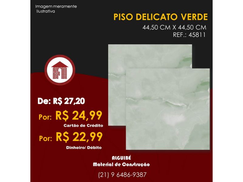 Piso Delicato Verde - 44,5cm X 44,5cm 