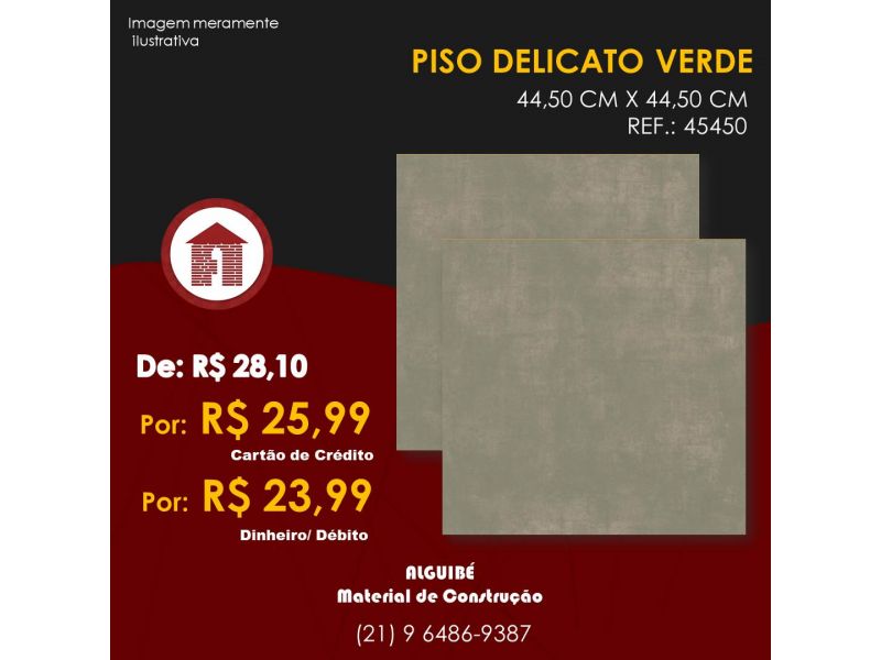 Piso Delicato Verde - 44,5cm X 44,5cm