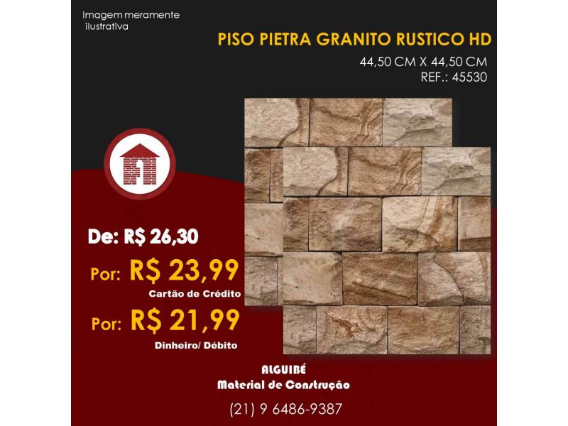 Piso Pietra Granito Rustico HD - 44,5cm X 44,5cm