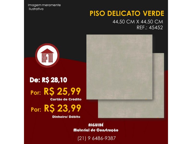 Piso Delicato Verde - 44,5cm X 44,5cm 