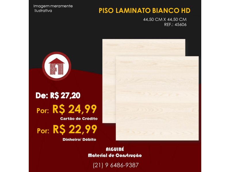 Piso Laminato Bianco HD - 44,5cm X 44,5cm