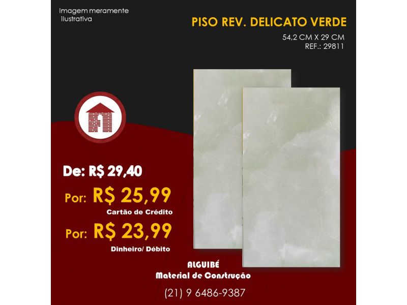 Piso Rev. Delicato Verde 54,2cm X 29cm Piso Rev. Delicato Verde 54,2cm X 29cm