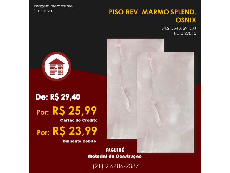 Piso Rev. Marmo Splend Osnix 54,2cm X 29cm Piso Rev. Marmo Splend Osnix 54,2cm X 29cm