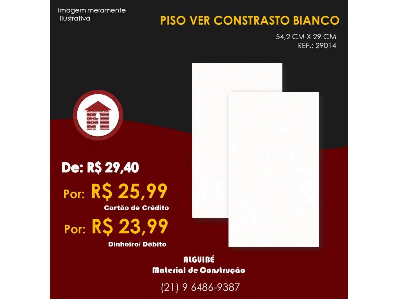 Piso Rev. Contrasto Bianco 54,2cm X 29cm Piso Rev. Contrasto Bianco 54,2cm X 29cm