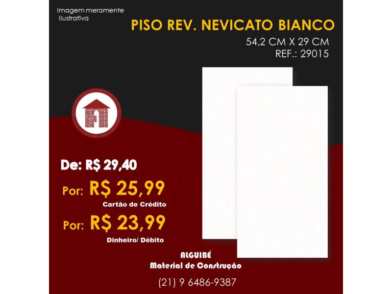 Piso Rev. Nevicato Bianco 54,2cm X 29cm Piso Rev. Nevicato Bianco 54,2cm X 29cm
