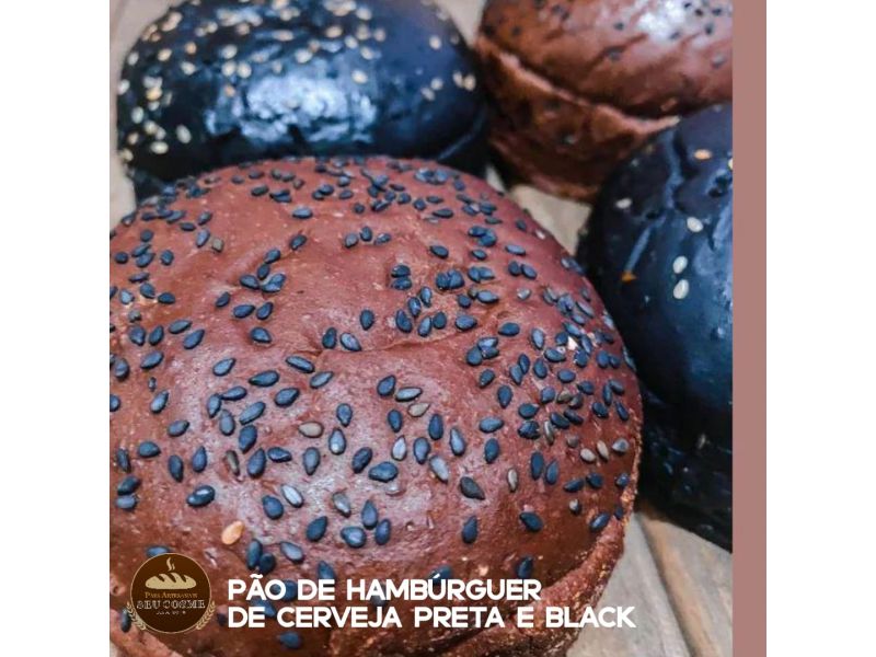Pão Hambúrguer Artesanal Cerveja Preta Pão Hambúrguer Artesanal Cerveja Preta